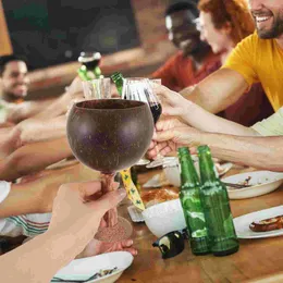 ワイングラス2 PCSビンテージココナッツカップカクテルホリデージュースパーティーカップ木製の装飾宴会
