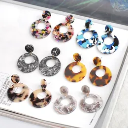 Baumelnde Ohrringe ROSE LIFE Koreanischer Stil, Mode, weiblich, einfach, rund, Acetat-Material, geometrisches Schildpatt-Tropfenmuster