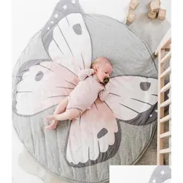 Teppiche Ins Baby Spielmatten Kind Cling Teppich Boden Teppich Bettwäsche Schmetterling Decke Baumwolle Game Pad Kinderzimmer Dekor 3D Teppiche3612380 D DHN9Q
