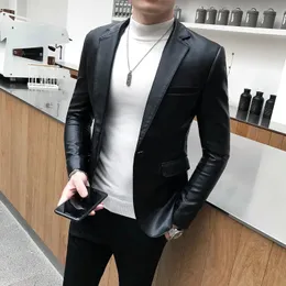 Men S Leather Faux 2023 Varumärke KLÄTNING Fashion Male High Quality Slim Fit Casual Leather Jacket Men s Retro Style Suit Blazers Cats S 4XL 231016