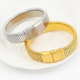 Браслет Lover из нержавеющей стали, 18-каратное золото, INS, модная модная геометрическая пряжка, полированный браслет с отскоком, браслет для пары, браслет-манжета, ювелирные изделия для мужчин и женщин, подарок в стиле хип-хоп