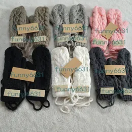 1st. Hösten Winter Ladies 'Twine och Fleece Gloves Man Outdoor Solid Wool Stick Woman Fashion Five Fingers Glove S Rice Pekskärm Knithandskar Jul