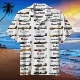 Men's Casual Shirts Hawaiian Short Sleeve Clothing 3D Aircraft Printed For Men Streetwear Cool Top Button Lapel Blouse 2023