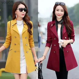 Women's Jackets High Quality Autumn New High Fashion Brand Woman Classic Double Breasted Trench Waterproof Raincoat Business Outerwear Coat W117L231016