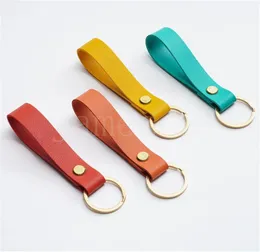 16 Style Colors Pu Leather Keychain Business Gift Leather Key Chain Men Kvinnor Bil Nyckel Rem midjeplånbok Keychains Keyrings DE960