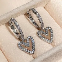 Pendientes colgantes CAOSHI estéticos femeninos gota delicada forma de corazón brillante Zirconia colgante accesorios para las orejas elegante señora joyería de boda