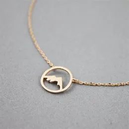 Rose Gold Range Mountain Necklace Women Simple Jewelry Bridesmaid Gift Stainless Steel Choker Circle Pendant Collare Femme 2020263k