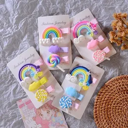 3pcs set Candy Cloud Lollipop Hair Side Clips For Girls Cute Rainbow Hair Barrettes Hairbows Fashion Children Accessories1220I