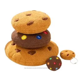 Plush Dolls Pillows Cushions Creative Cookies Round Shape Chocolate Biscuits Stuffed Toys Realistic Food Snack Seat Cushion Plushie Props Gifts 231016