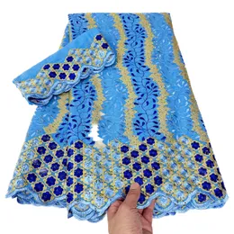 2023 bordado de alta qualidade suíço voile renda pano de algodão strass tecido mulheres africanas vestidos de casamento multicolor costura artesanato design nigeriano mais recente KY-5187