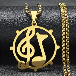 Anhänger Halsketten Musik Violinschlüssel Hinweis Halskette Für Frauen Männer Edelstahl Gold Farbe Musical Symbol Kette Geschenk Schmuck Colar N9747S02