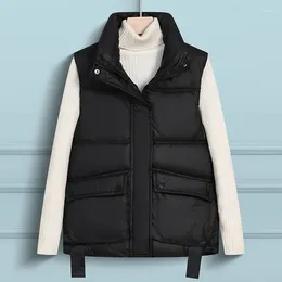 Chalecos de mujer 2023 otoño invierno abajo chaleco mujeres chaleco corto grueso cálido puffer abrigo sin mangas chaqueta femenina ropa exterior