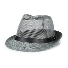 Szerokie brzegowe czapki wiadra letnia len oddychająca sunhat jazz kapelusz mały kapelusz na świeżym powietrzu Słońce Słońce Pasek Hawkins Felt Cap Western Cowboy F59 231016