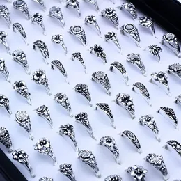 Todo 100 pçs / lote banda anel de prata oco coração amor coroa flor mix estilo moda anéis de dedo para mulheres presente de casamento jóias2174