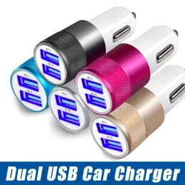 Universal 2.1A Dual USB Ports Car Charger Auto Power Adapters Chargers för iPhone 6 7 8 11 12 13 14 Pro Max Samsung LG Android Pone GPS LL