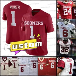 Custom College Oklahoma Football Murray Jersey CeeDee Lamb Bosworth Rattler Mayfield C.Williams Bradford Peterson Brian Bosworth Uomo Donna Maglie giovanili Rosso