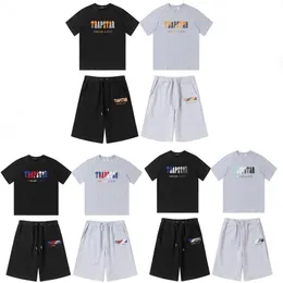 Herrt-shirts märke herrtrakt-shirt-shorts passar två stycken uppsättningar sommaren plysch broderi trapstar kort ärm SP235H