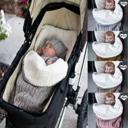 Berços berços recém-nascidos bebê inverno carrinho envoltório cobertor footmuff grosso quente malha crochê swaddle sacos de dormir criança pequeno bebê sono sacol231016