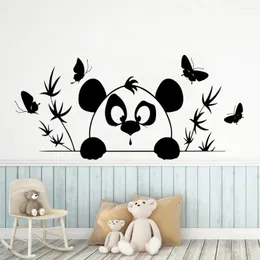 Наклейки на стену с пандой для детской комнаты, художественный декор для спальни, мультяшные бабочки, бамбуковые самоклеящиеся наклейки для гостиной Z110