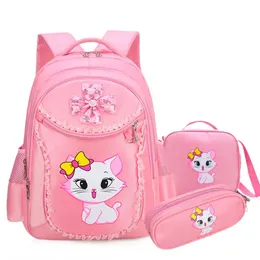 Sacos escolares bonito rosa mochila escolar para menina estudante adolescentes saco de escola conjunto crianças mochila com estojo de lápis 231016