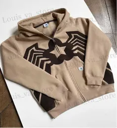 Men's Hoodies Sweatshirts 2023 American retro embroidery zipper hooded jacket for men and women new Harajuku high street loose vibe sports cardigan jacket T231016