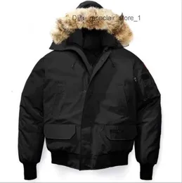canda goose jacket Men Bomber Down Jacket Real Wolf Fur Hooded Canvas Pockets Warm Thick Outwear Designer Women Ruff Winter Coat VVJA