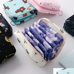 Sacos de armazenamento Saco de guardanapo sanitário à prova d 'água Tampon Meninas Pad Bolsa Cosmética Senhoras Maquiagem Organizador Drop Delivery Home Garden Housek Dhwsq