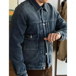 Mens Ceketler DQ101 ABD Büyük Boyutu Doğal Indigo Selvaj Yıkanmış Vintage El Yapımı En Kalite Süper 19oz Japonya Sashiko Denim Ceket