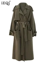 Giacche da donna IEQJ maglione lavorato a maglia cardigan trench con lacci vita solida giacca a vento di lusso autunno inverno vestire 3WQ855 231016