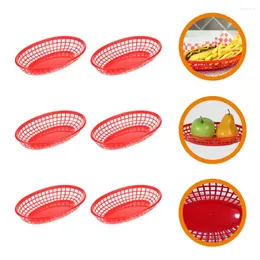 Conjuntos de louça 6 pcs lanche cesta armazenamento compacto fritar cestas oval portátil cesto acessório plástico placas fritas