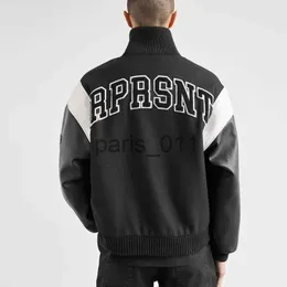 Herrjackor Hip Hop Baseball Jacket Coat Men Tiger Head Letter broderad gatukläder Läderhylsa Patch Work University Fashion Retro X1016