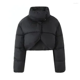 Damskie okopy płaszcze zimowe stojące kołnierz strej streetwear puffer kurtka bawełniana wyściełana zamek błyskawiczny nieregularny płaszcz zagęszcza ciepłą odzież wierzchnią kobiet