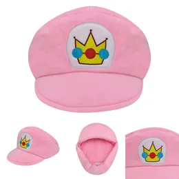 Soft Touch Newsboy Hats Pink Princess Peach Crown Hat Winter Keep Warm Cosplay Casquette Cap Anime Game Fans Collection Gift