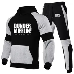 Tute da uomo DUNDER MIFFLIN PAPER INC Ufficio TV Show Stampato Abiti di moda Abbigliamento sportivo Tuta da jogging Felpe con cappuccio da corsa P2499