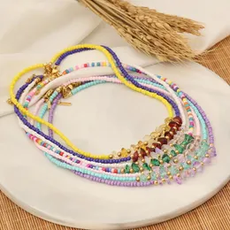 Hänge halsband ris pärla halsband naturlig sten oregelbundenhet hand stickning bohöil justerbar modefärg enkel pärlor