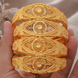 Bangle 4pcsset islamisk 24k Dubai guldfärg armband för kvinnor etiopien banglesbracelets afrika saudi arabiska bröllop smycken parti gåva zz