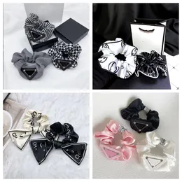Elegant Fashion Designer Letter Hair Rubber Band Smooth cloth Hair Ring Bow Brand For Charm Women HairJewelry Hair Accessory High Quality
