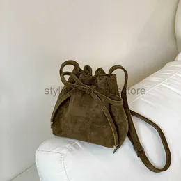 Плиссированная замшевая сумка-ведро через плечо со шнурком и высококачественной сумкой на одно плечо, замшевая сумка через плечо для стильного магазина сумок