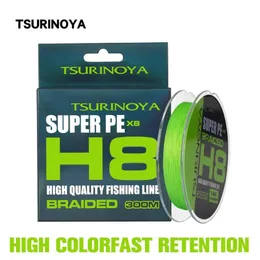 Linha de trança TSURINOYA H8 300M X8 150M 100M 8 Tece Linha de Pesca PE Fundição Ultra-longa 8 Fios Trançado Linha Multifilamento Suave 14-50LB 231016