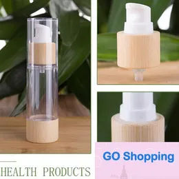 Wholesale Bamboo Cosmetic Packaging Bottle 20ml 30ml 50ml 80ml 100ml 120ml Empty Airless Vacuum Pump Bottles for Makeup Cream Serum Lotion Skin Ca