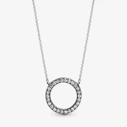 100% 925 sterling silver Circle of Sparkle Necklace Fashion Wedding Engagement Jewelry Making for Women Gifts2778