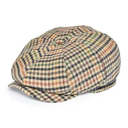 Feinion Newsboy Cap för män Kvinnor Herringbone 50% Wool Tweed Flat Caps Yellow Green Cabbies Driver Hat 068 2012162980