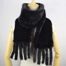 Ручная вязаная насыщенная шарф для волос на искренний норку для волос теплее для женщин мода настоящий шарф с Frickes276s