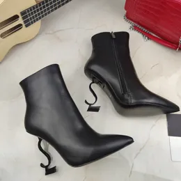 Siyah deri botlar kadın tasarımcı bot yüksek topuk kovboy patik platform kış boot bayan sivri elbise boot moda kauçuk taban