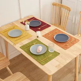 Table Napkin Nordic Style Linen Solid Color Placemat Cross-border Fabric Heat Insulation Mat Western Food Cloth