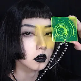 Nuevo collar con colgante de Hacker futurista para mujer, collares acrílicos de neón verde, joyería de moda, accesorios geniales para Mens268v