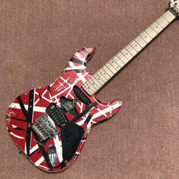 Gitara elektryczna z czarno -białymi paskami, ciężki relikwia Eddie Edward Van Halen, Red Franken Stein, Floyd Rose, Tremolo Bridge,