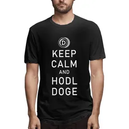 남자 티셔츠 dogecoin은 침착하고 Hodl Doge Crypto 재미있는 그래픽 티 짧은 슬리브 티셔츠 Tops3171