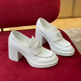 23SS 새로운 패턴 패션 드레스 신발 여성 웨딩 파티 품질 품질 가죽 80mm 하이힐 플랫 신발 사업 공식적인 소셜 chunky와 함께 오리지널 박스