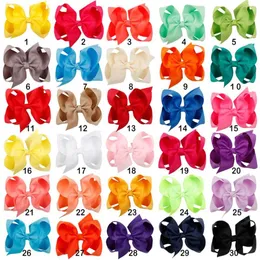 30 teile / los 4 Zoll Feste Haarschleife Mit Clip Mädchen Ripsband Hairbows Boutique Handgemachte Haarnadel Für Kinder Haarschmuck3447